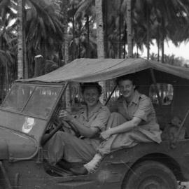Two Australian RAAF Nurses in a jeep, c.1944