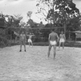 Soldiers playing volleyball, 1945