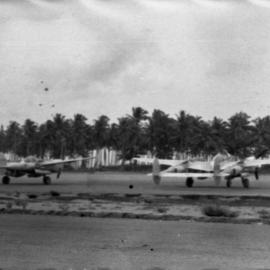 Two Lockheed P38 Lightning fighters, 1945