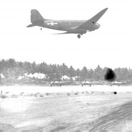 A transport plane coming into land, 1945