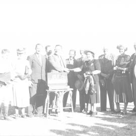 The winner's presentation at the Coffs Harbour Racing Club's inaugural meet, 7 August 1948