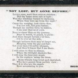 Insert in the Remembrance card for Mary Cameron, 1884