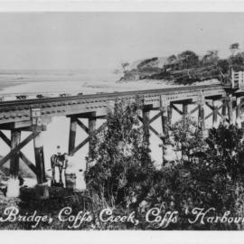 The original railway bridge across Coffs Creek, March 1928