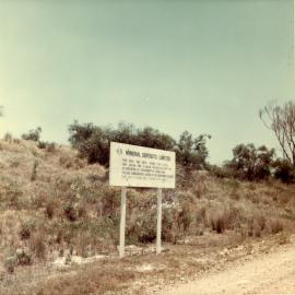 Sign announcing mining reclamation work at Park Beach, January 1969