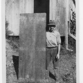 Norman Hoschke with timber for banana packing cases, 1930s