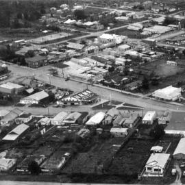 Aerial view of Coffs Harbour CBD, early 1950s