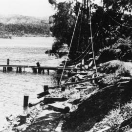 The swimming pool in Coffs Creek near the Butter Factory, early 1950s
