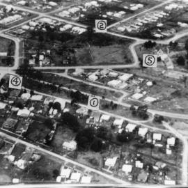 Aerial view of the Central Business District, early 1950s