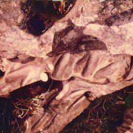 Sandstone bar across Moleville Creek for sharpening stone axes, 1978