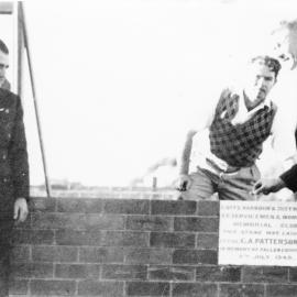 Lieutenant Colonel Gordon Patterson lays the foundation stone of the Memorial Club, 9 July 1949 