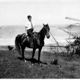 Betty Fowler and her horse "Dogwood" at Edinburgh Street, 1934 