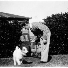 Forrest Fowler with sister Betty's dog Kerry at Edinburgh Street, mid 1930s 