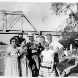 David and Betty Nicol with Suzanne and Bill Holloway and others at the Kalang River, 1950 
