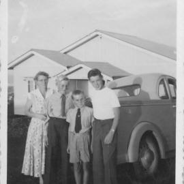 Betty, Rob and Hugh Nicol with Douglas Fowler at Solitary Street, 1950s 
