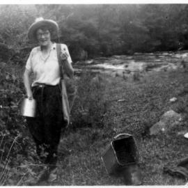 Betty Nicol picking blackberries, 1940s 
