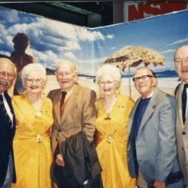 The Banana Twins Adelie and Toni with press photographers at Darling Harbour, 1990