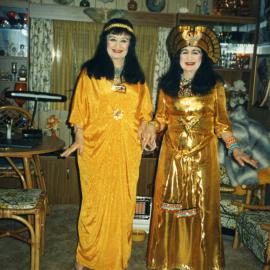 Adelie and Toni dressed for a Pharaoh's Night fundraiser for children at Opal Cove Resort, May 1989