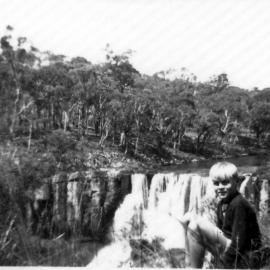 Hugh Nicol at the top of the Ebor Falls, 1950s 