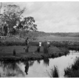 David with Hugh and Robert Nicol fishing at Star Crossing, 1950s 