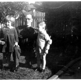 Betty Nicol's brother Sidney Fowler with his children Barbara and John, 1940s