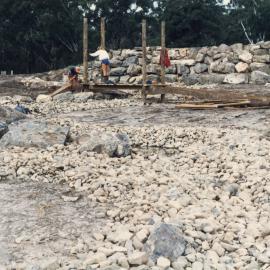 Waterfall and bridge construction in the North Coast Regional Botanic Garden