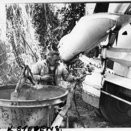 Start of the concrete pour for the new Sawtell Surf Clubhouse, 1982