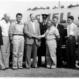 Shell company employees at Coffs Jetty depot, 1950s