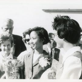  Kanit Sriangura at Coffs Harbour Airport with Rotary Club members, late 1960s