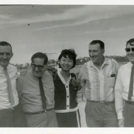 Kanit Sriangura being farewelled at Coffs Harbour Airport by Rotary Club members, late 1960s 