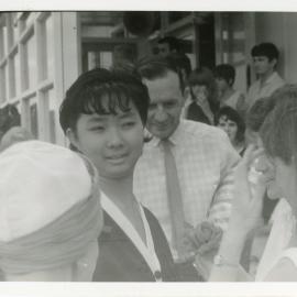 Kanit Sriangura being farewelled at Coffs Harbour Airport by Rotary Club members, late 1960s