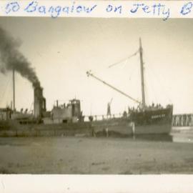 Steam ship Bangalow driven aground on northern end of Jetty Beach, 24 June 1950