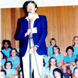 Students in the school hall at St Augustine's School, 1983 