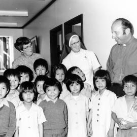 Teacher Rosemary Doherty and Sister Joan Massey at St Augustine's School, early 1980s 
