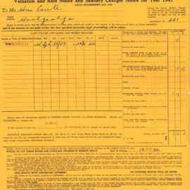 Dorrigo Shire Rates Notices and Receipts, 1941 - 1952