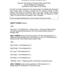 Coffs Harbour Region Maritime Index 1888 - 2007