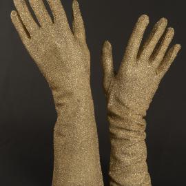 Pair of gold lurex evening gloves