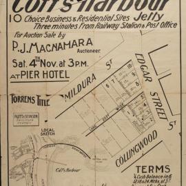 Coff's Harbour Jetty land sale poster, 1922