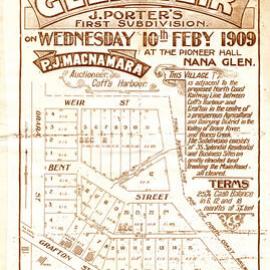Land sale poster for Glen Weir, 10 February 1909
