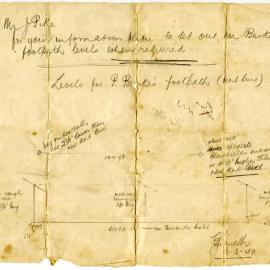 Plan for levels of P. Burke's footpath, 16 March 1940
