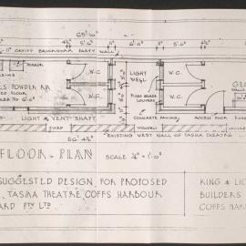 Design plan for proposed toilet facilities, Tasma Theatre, 1962