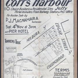 Coff's Harbour Jetty: Nash & Arthur's subdivision poster, 1922