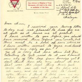 Letter from Pte. S. J. Short, 5 September 1941
