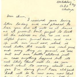 Letter from Pte. S. J. Short, 1 October 1941