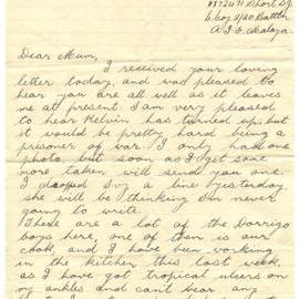 Letter from Pte. S. J. Short, 20 October 1941