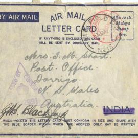Air Mail Letter Card from Pte. S. J. Short, 30 December 1941