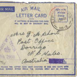 Air Mail Letter Card from Pte. S. J. Short, 11 January 1942