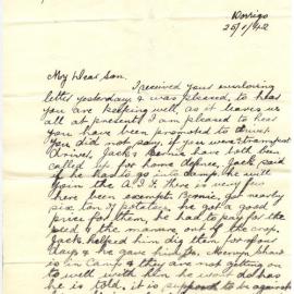 Letter from Ivy Short, 25 January 1942