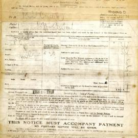 John Carrall's rates notice for 1918