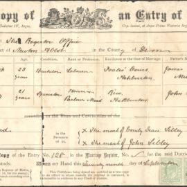 John Mugford & Emily Sibley marriage certificate, 1907