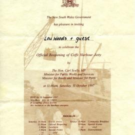 Invitation to the Reopening of the Coffs Harbour Jetty, 1997